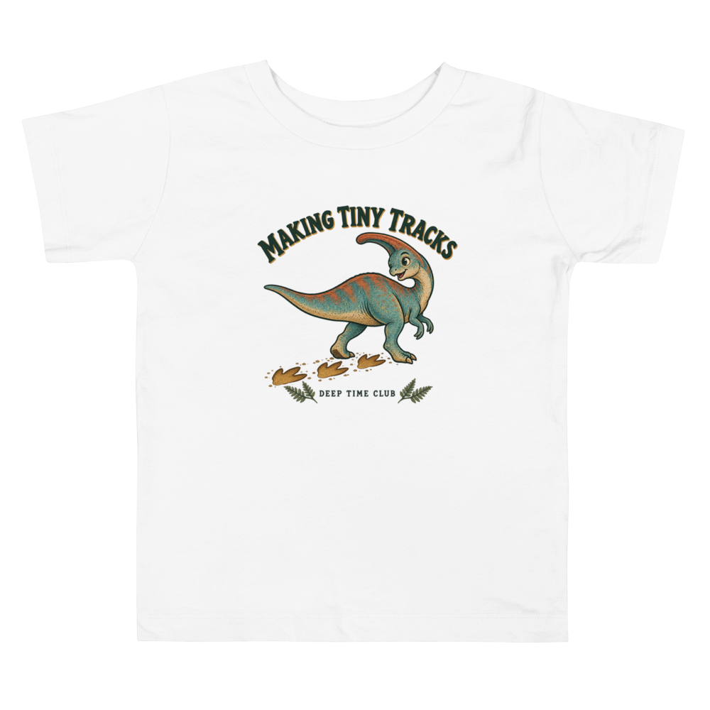 Tiny Tracks Toddler Tee supplier-rendered front view in White