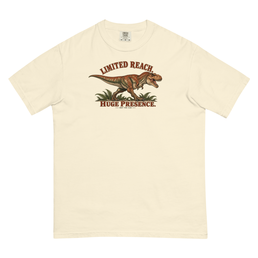 Limited Reach. Huge Presence. Tee supplier-rendered front view in Ivory