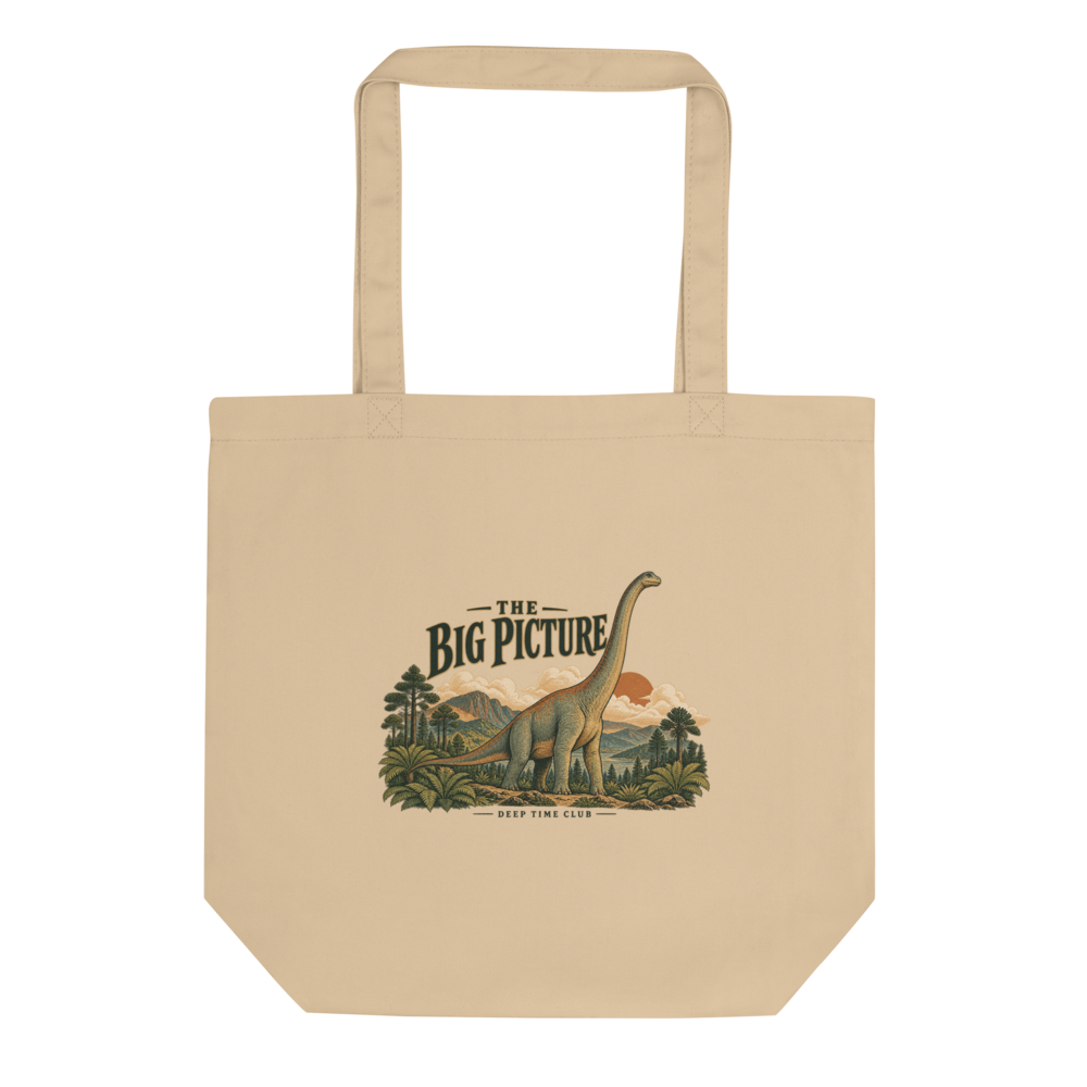 Brachiosaurus Big Picture Tote supplier-rendered front view in Oyster