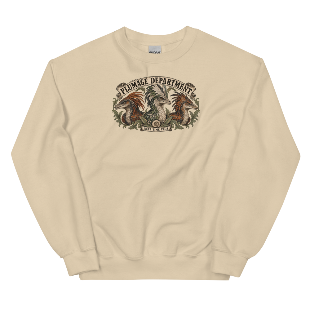 Plumage Department Sweatshirt supplier-rendered front view in Sand
