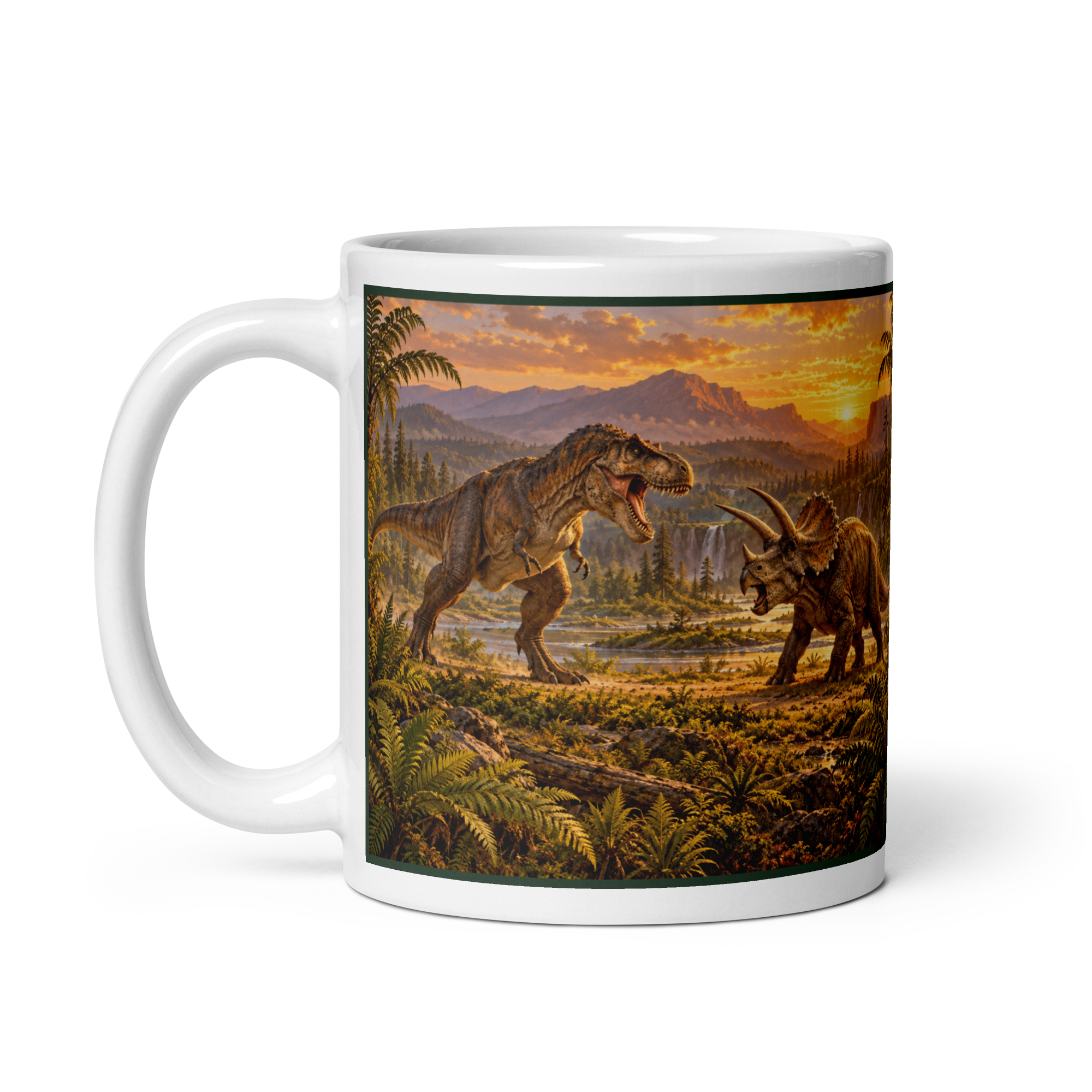 Printful preview of Cretaceous Panorama Wrap Mug, 11 oz, white handle and interior