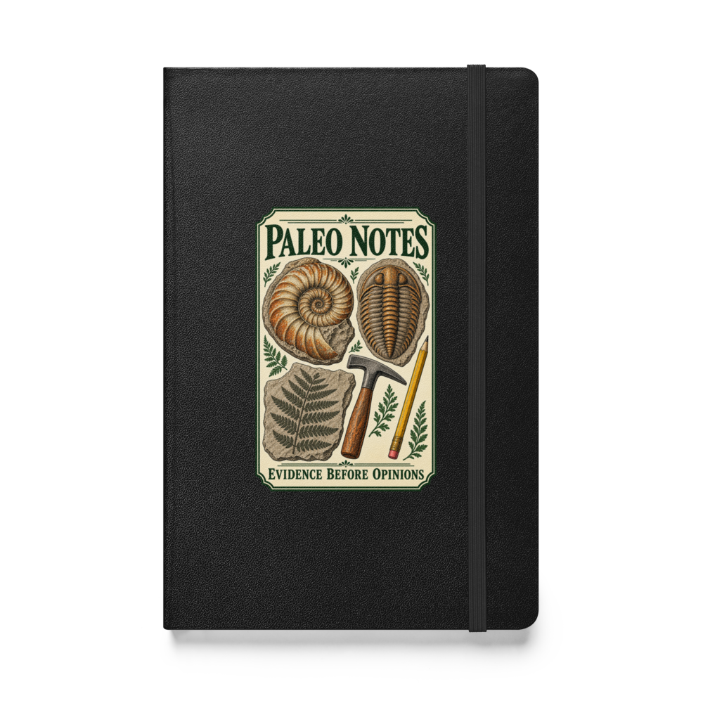 Paleo Notes Hardcover Journal supplier-rendered product view in Black