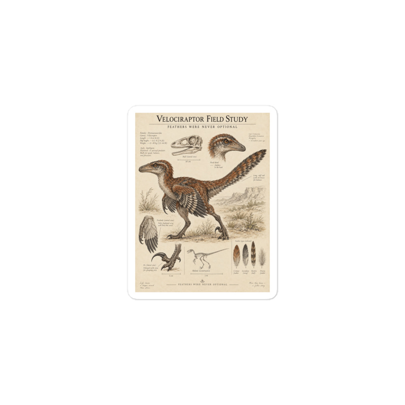 Model showing Velociraptor Field Study Sticker
