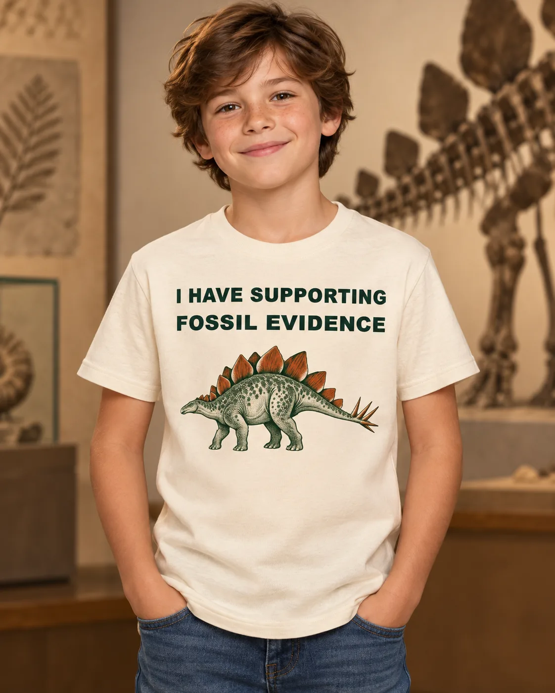 Model showing I Have Supporting Fossil Evidence Tee