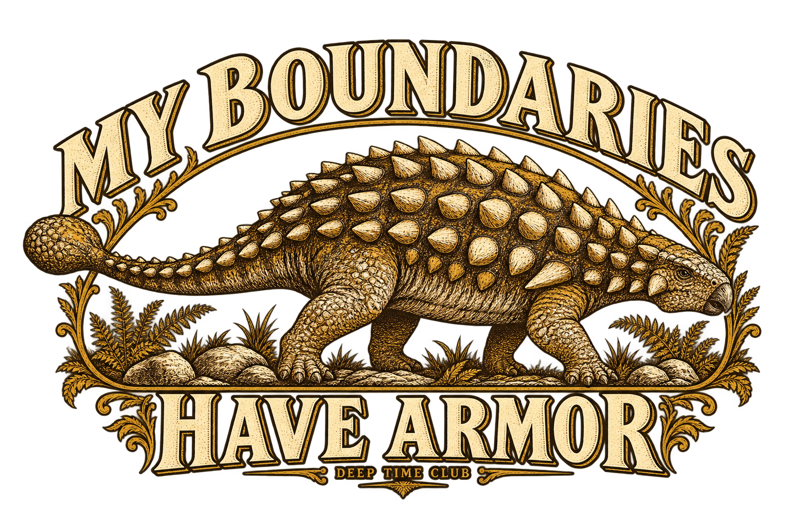 Close view of the original My Boundaries Have Armor Hoodie graphic