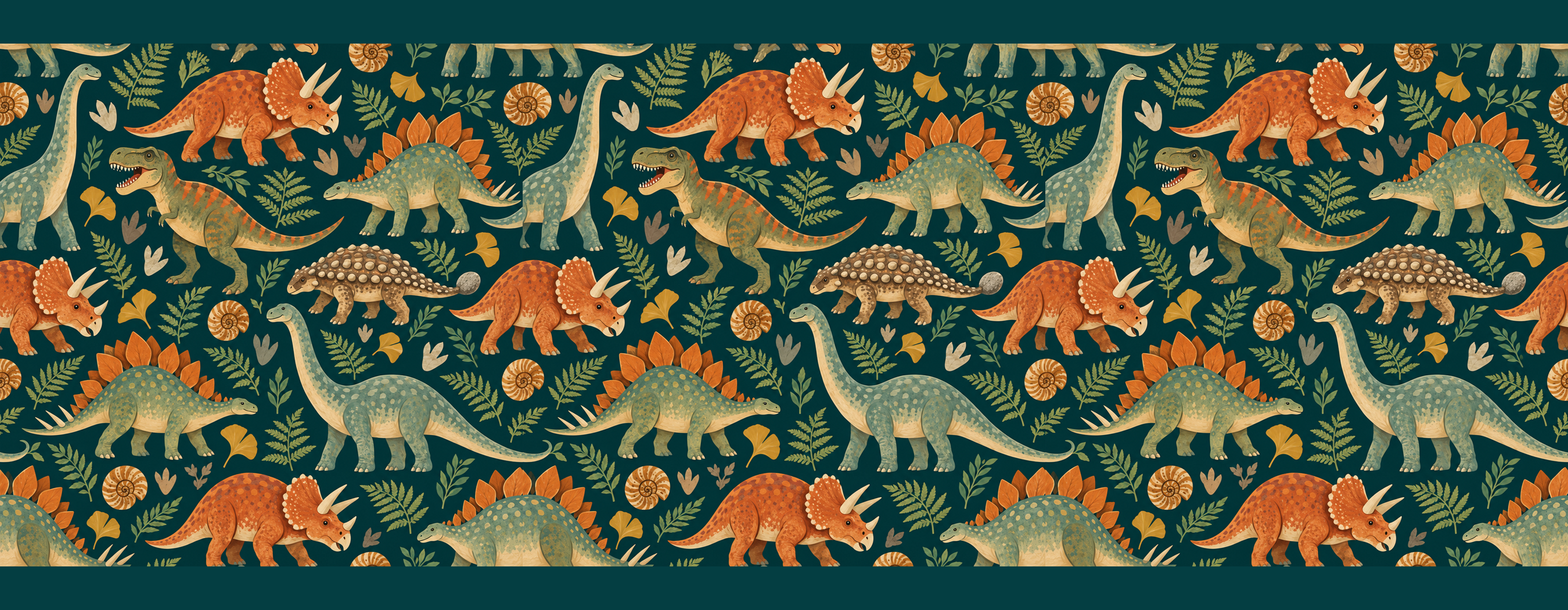 Close view of the original Dinosaur Parade Wrap Mug graphic