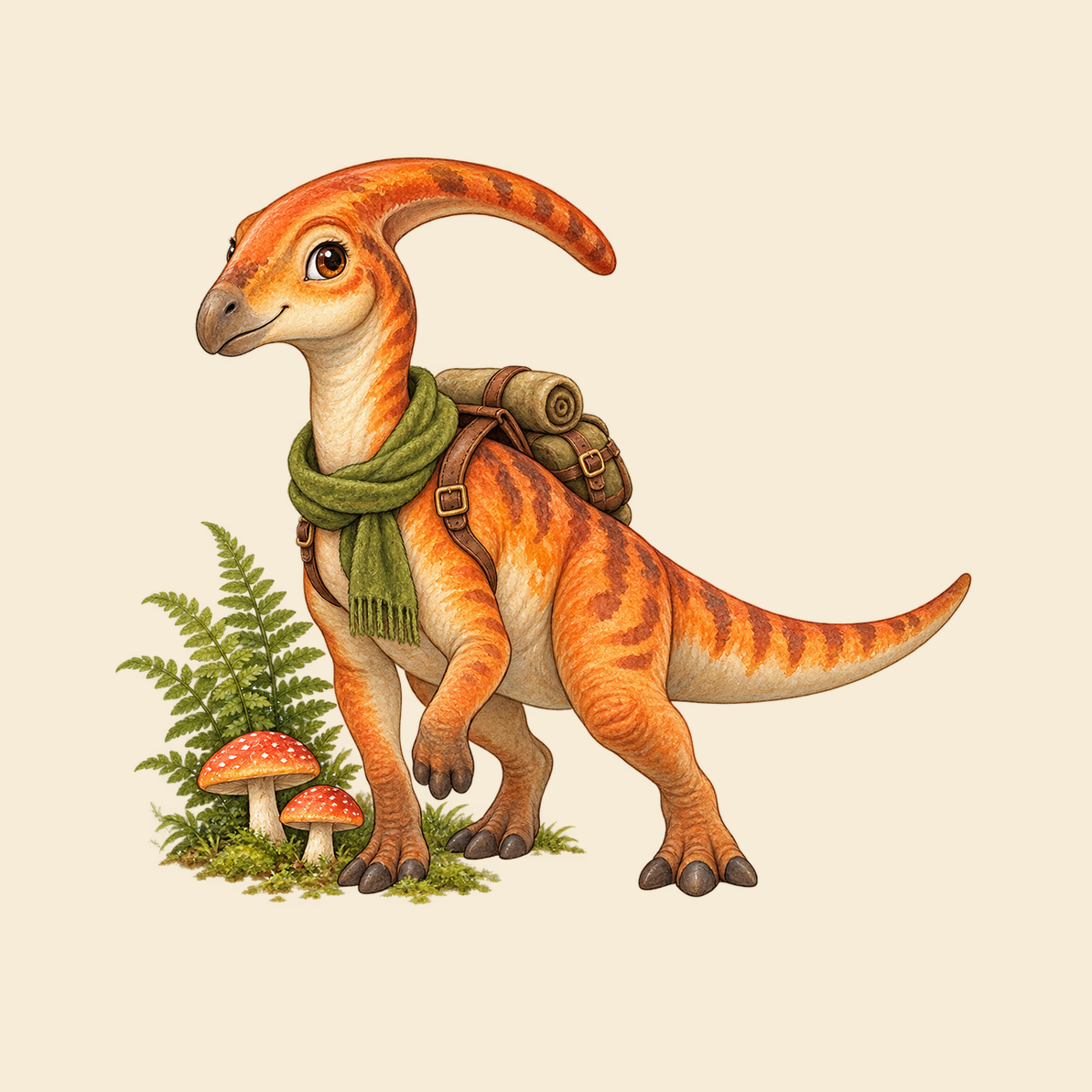 Close view of the original Trail Buddy Parasaurolophus Coaster graphic