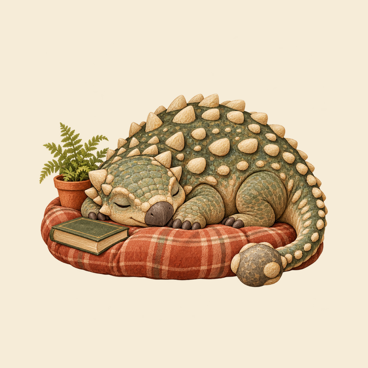 Close view of the original Slow Sunday Ankylosaurus Sticker graphic
