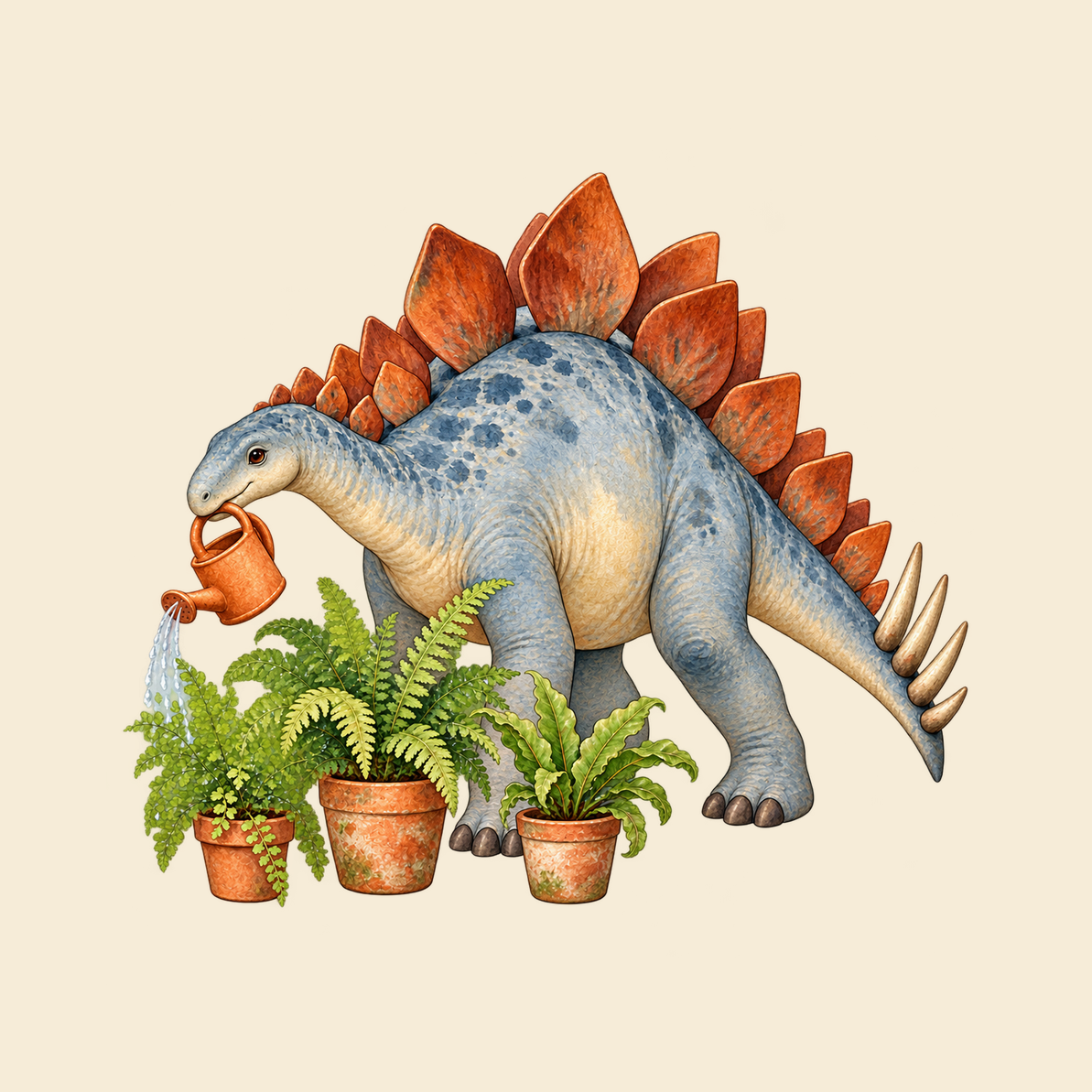 Close view of the original Fern Friend Stegosaurus Coaster graphic